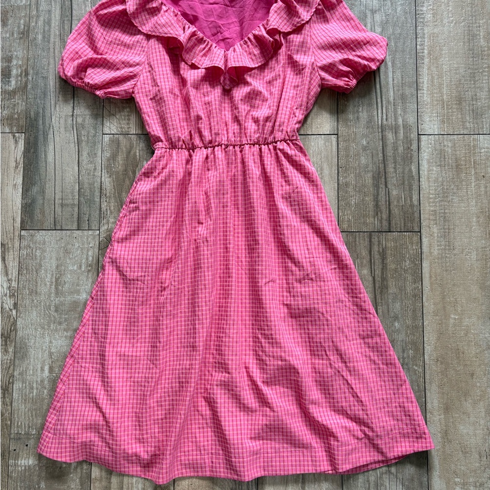 Draper James Pink gingham checkered vintage look Dress Size Small